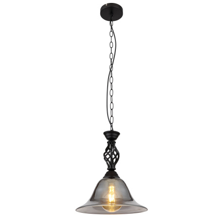 Závesné svietidlo, kov čierny matný, dymové sklo, kábel PVC čierny, ø:295mm, V: 1300mm, bez žiarovky