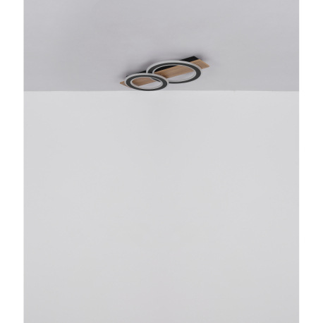 Stropné svietidlo, tmavý plast s imitáciou dreva, matný čierny kov, akryl biely, DxŠxV: 630x350x70mm 8