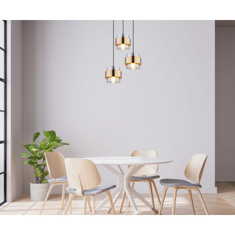 Závesné svietidlo, kov čierny matný, sklo, mosadz, ø: 450mm, V: 1200mm, bez žiaroviek 3x E27, max. 6 1