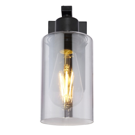 Nástenné svietidlo, kov čierny, sklo dymové, svieti smerom dole, ŠxV: 100x230, H: 150, bez žiarovky 12