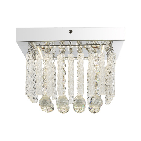 Stropné svietidlo, chróm, sklenené tyčinky, kryštály, DxŠxV: 250x250x150, vrátane 1xLED 40V 12W, 130 7