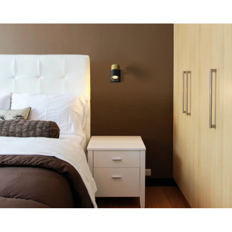 Nástenné svietidlo, kov čierny, hliník medený a čierny, plast dymový, kolískový vypínač, ŠxV: 70x90m 9