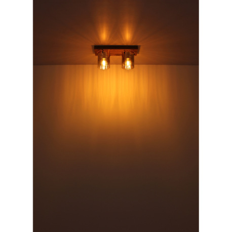 Stropné svietidlo, MDF, vzhľad tmavého dreva, dymové farebné sklo, číry gradient, DxŠxV: 410x160x180 4