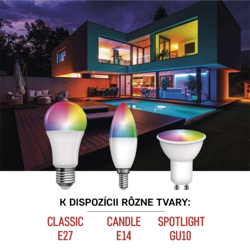 LED žiarovka GoSmart A60 / E27 / 9 W (60 W) / 806 lm / RGB / stmievateľná / Zigbee 3