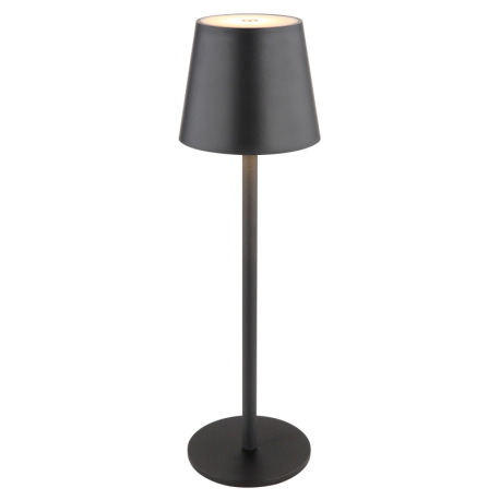 Nabíjateľná stolová lampa, kov čierny, plast čierny a biely, dotykové zapnutie/vypnutie, plynulá reg