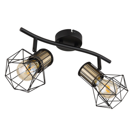 Nástenné svietidlo, kov čierny, kovová mriežka čierna, DxŠxV:340x130x190mm, bez žiaroviek 2x E27, ma 14