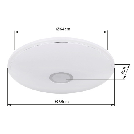 Stropné svietidlo, kov biely, akryl biely, chróm, kompatibilné s Google Assistant a Alexa, časovač, 13