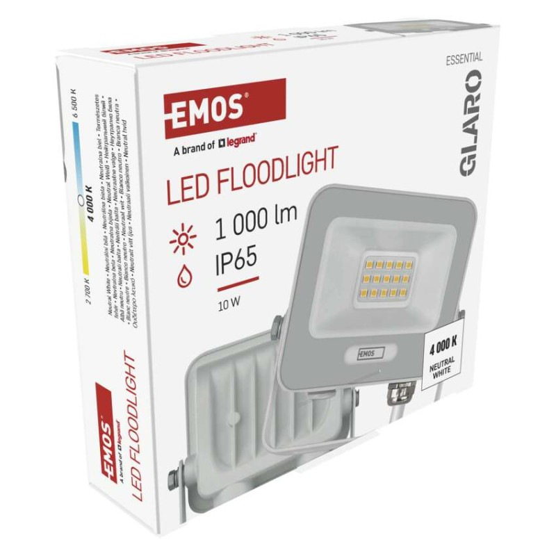 LED reflektor GLARO 10W, biely, IP65, 1000 lm, neutrálna biela 13