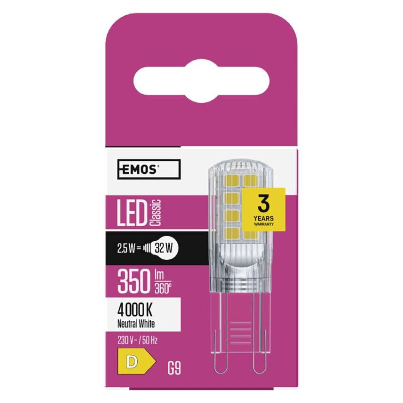 LED žiarovka Classic JC / G9 / 2,5 W (32 W) / 350 lm / neutrálna biela 5