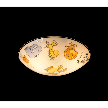 Stropné svietidlo, biela, viacfarebné sklo s detským vzorom, Ø 300, V: 65, bez žiaroviek 2xE27, max. 4