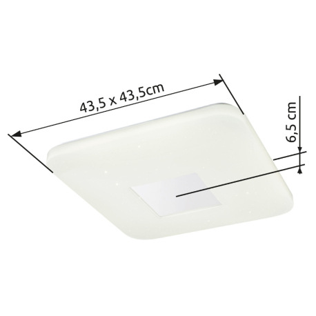 Stropné svietidlo, kov biela, biely akryl, chróm, stmievateľné, diaľkové ovládanie, fixácia farieb, 10