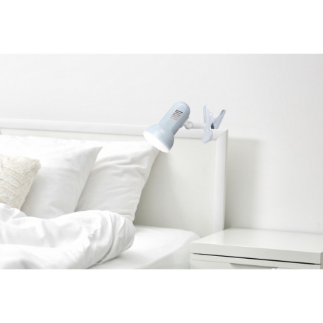 Stolová lampa, štipcové, kov biely, biely plast, nastaviteľné, vypínač, ŠxV:160x210, bez žiarovky 1x 5