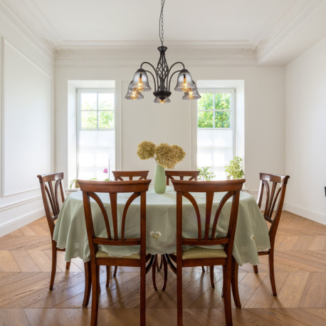 Závesné svietidlo, kov čierny matný, dymové sklo, kábel PVC čierny, ø:555mm, V: 1300mm, bez žiarovie 1