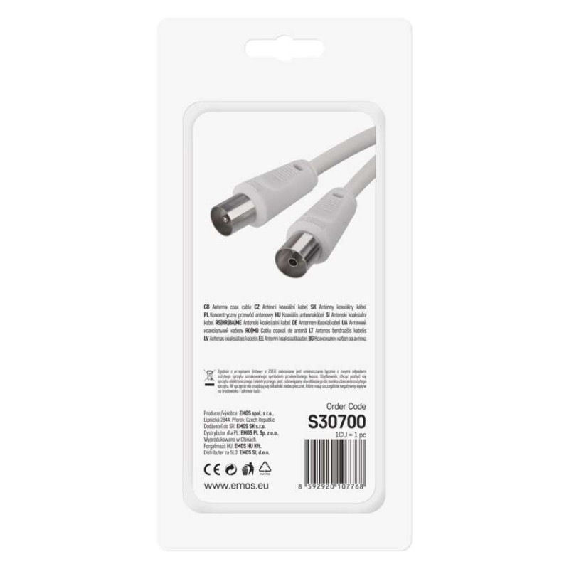 Anténny koaxiálny kábel tienený 7,5m – rovná vidlica 2