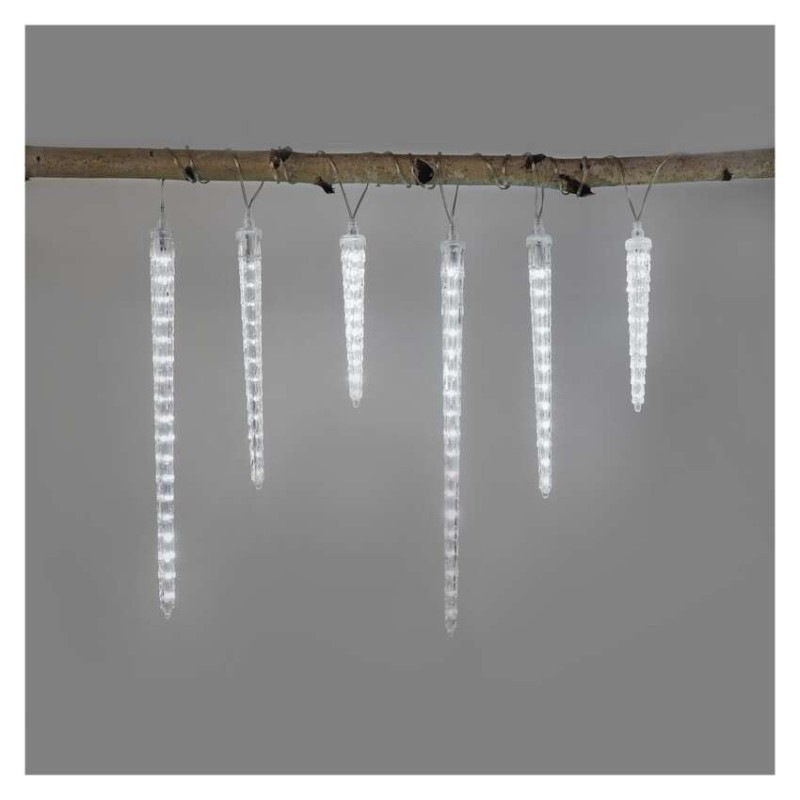 LED vianočná girlanda – cencúle, 6 ks, 2 m, vonk. a vnút., studená biela 2