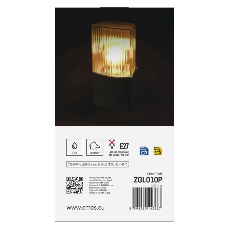 Záhradné nástenné svietidlo LANA, 11,7 x 10,6 x 21,8 cm, 1 x E27, 25 W 12