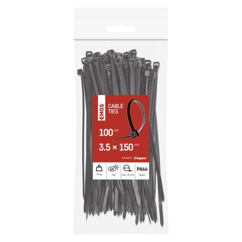 Sťahovacia páska 150×3,5, čierna, 100 ks 1
