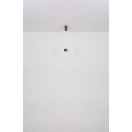 Závesné svietidlo, kov/hliník sivý matný, akryl biely, chrómový krúžok, kábel PVC čierny, ø: 100 mm, 6