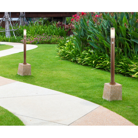 Vonkajšie svietidlo, oceľ vo vzhľade dreva, plast opál, IP44, senzor 90°, dosah 2-8m, Ø127, V:1100, 8