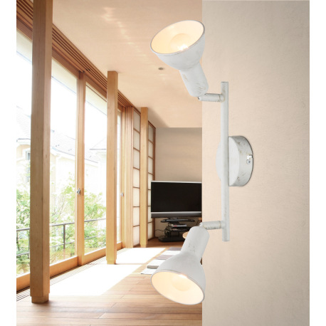 Nástenné svietidlo, kov, biela so zlatou patinou, biela, DxŠxV: 250x150x185, bez žiaroviek 2xE14, ma 1