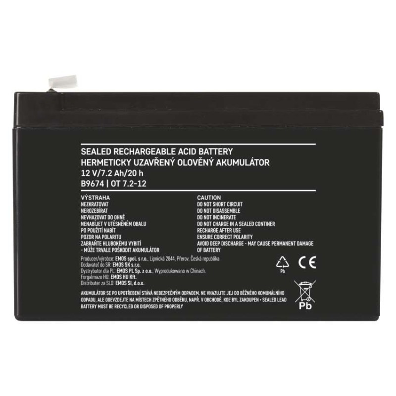Bezúdržbový olovený akumulátor 12 V/7,2 Ah, faston 6,3 mm 4