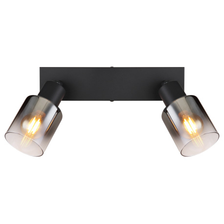 Nástenné svietidlo, kov čierny matný, dymové sklo s prechodom do priehľadného skla, DxŠxV: 260x70x14 6