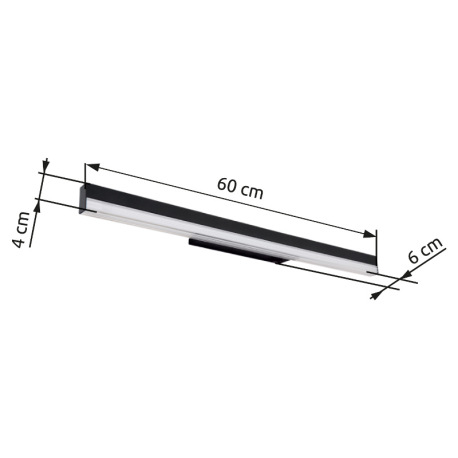 Nástenné svietidlo, kov čierny, hliník čierny matný, akryl biely, kolískový spínač na výrobku, fixác 10