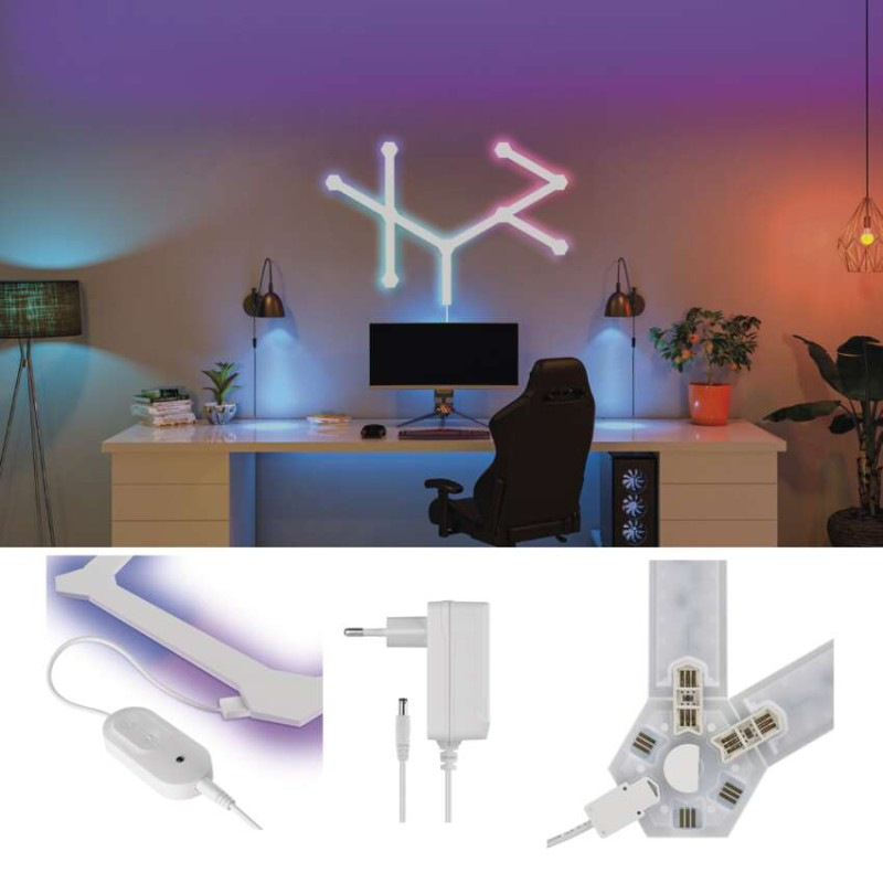 GoSmart LED svietidlo Lines white, 9 dielov, 34 W, RGBIC stmievateľné, WiFi 5