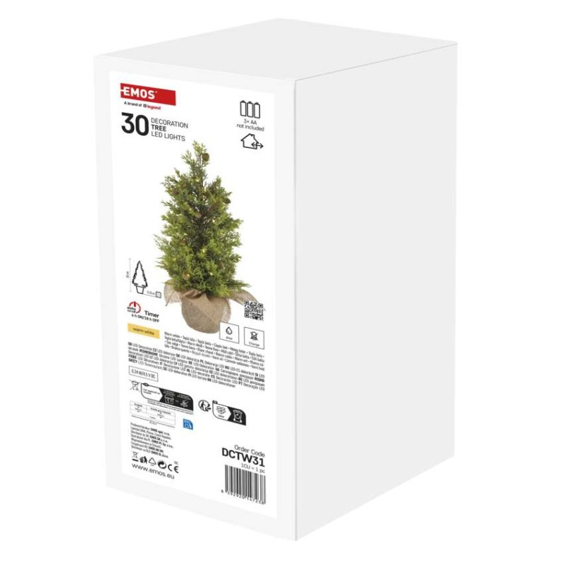 LED stromček, 50 cm, vonkajšia aj vnútorná, teplá biela, časovač 1