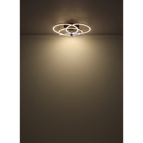 Stropný ventilátor, kov/hliník čierny matný, plast biely/dymový, stmievateľný, nástenný vypínač s vi 8