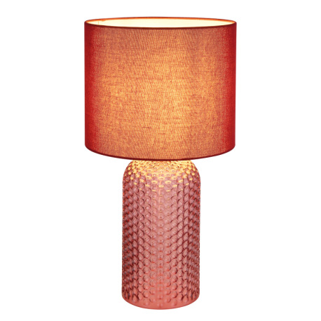 Stolová lampa, červené sklo, červený textil, biely PVC kábel, kolískový vypínač na kábli, ø: 265 mm,