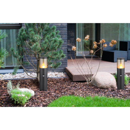 Vonkajšie svietidlo nerezová oceľ čierna matná, plast dymovej farby, smer svetla: nahor, vrátane sen 1