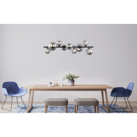 Závesné svietidlo, kov čierny, dymové sklo, sklo Ø 2x15cm, 3x12cm, 4x10cm, vrátane 10676 LED, DxŠxV: 7