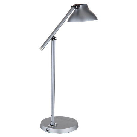 Stolová lampa, hliník a plast sivý, plast biely, kábel PVC čierny, dotykové zapnutie/vypnutie, stmie 12