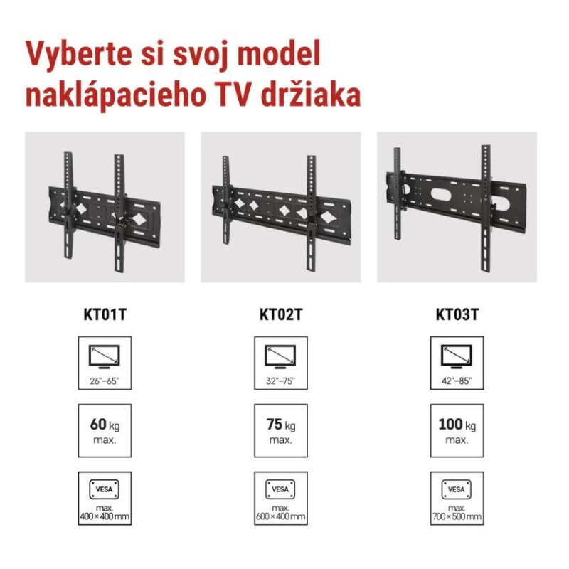 Naklápací nástenný TV držiak 26–65" (65–165 cm) 5