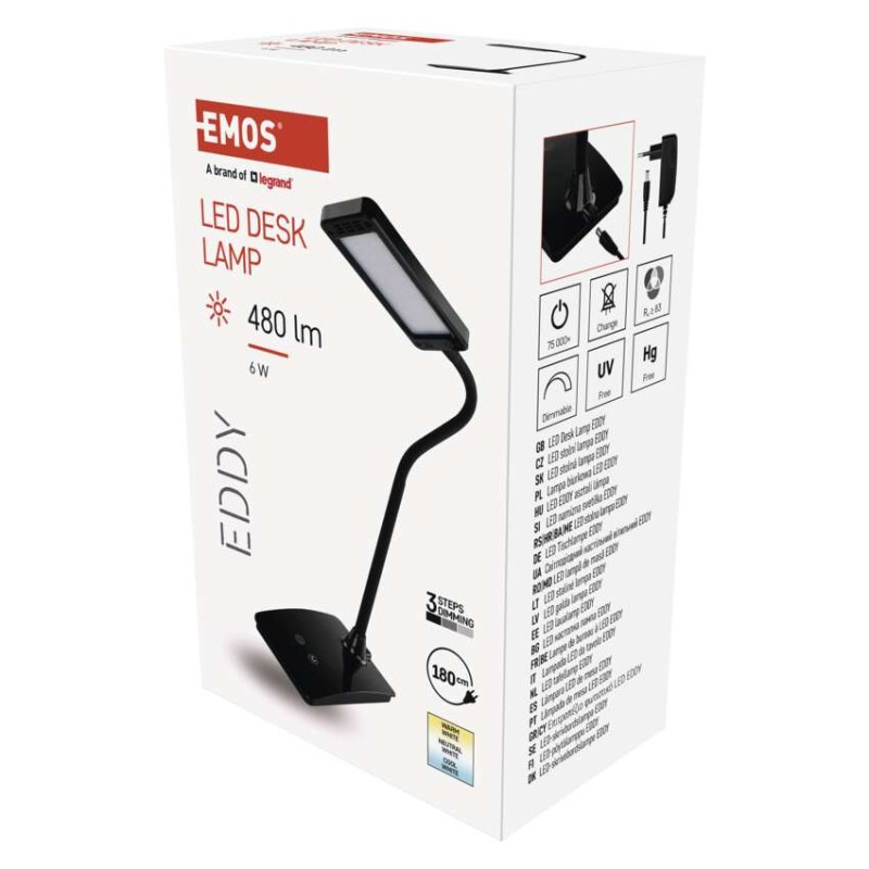 LED stolná lampa Eddy, čierna 2