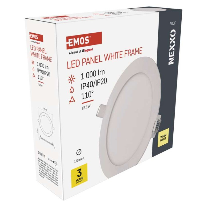 LED vstavané svietidlo NEXXO, kruhové, biely, 12W, teplá biela 7