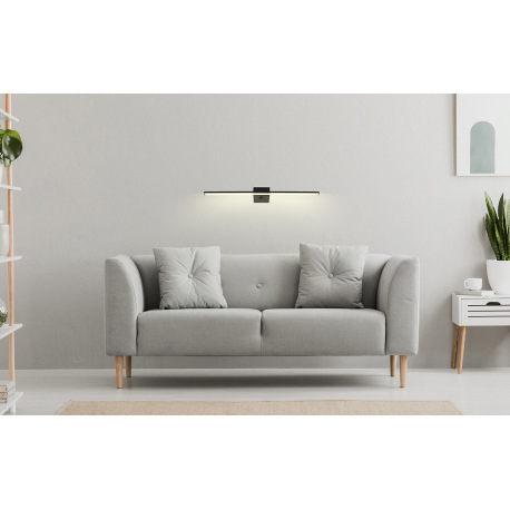 Nástenné svietidlo kov čierny, hliník čierny matný, plast biely, kolískový vypínač na výrobku, ŠxV: 5