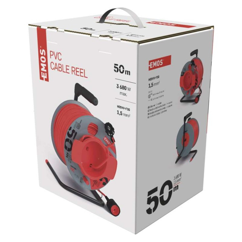 Predlžovací kábel na bubne 50 m / 1 zásuvka / červený / PVC / 230 V / 1,5 mm2 1