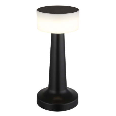 Nabíjateľná stolová lampa, plast čierny a biely, dotykové zapnutie/vypnutie, plynulé dotykové stmiev