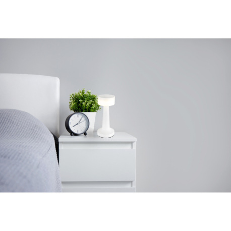 Nabíjateľná stolová lampa, plast biely, dotykové zapnutie/vypnutie, plynulé dotykové stmievanie, aku 11