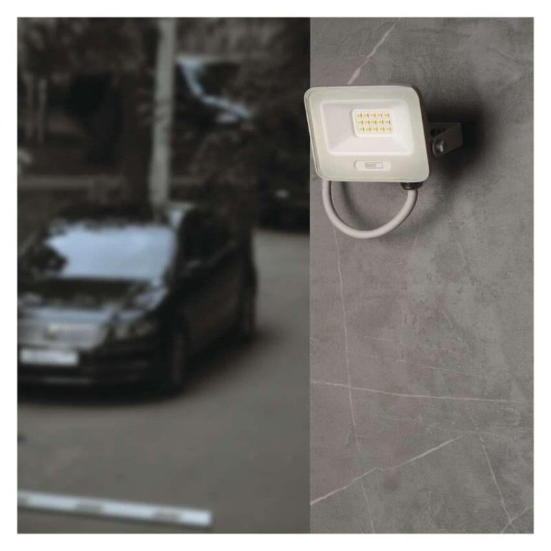 LED reflektor GLARO 10W, biely, IP65, 1000 lm, neutrálna biela 10