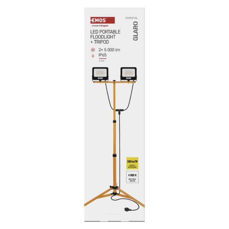 LED reflektor GLARO, 2×50W + trojnožka, neutrálna biela 10