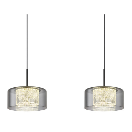 Závesné svietidlo, čierny matný kov, dymové sklo, číry akryl, čierny PVC kábel, možnosť skrátenia vý 10