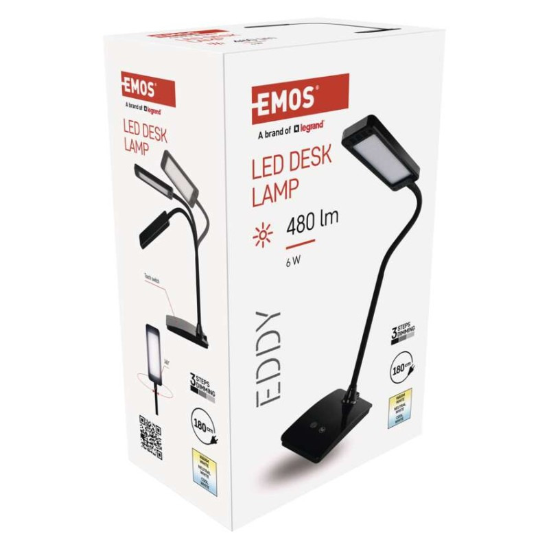 LED stolná lampa Eddy, čierna 7