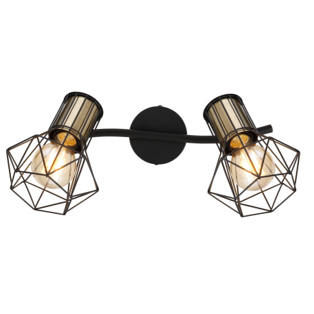 Nástenné svietidlo, kov čierny, kovová mriežka čierna, DxŠxV:340x130x190mm, bez žiaroviek 2x E27, ma 17