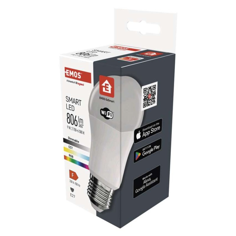 LED žiarovka GoSmart A60 / E27 / 9 W (60 W) / 806 lm / RGB / stmievateľná / WiFi