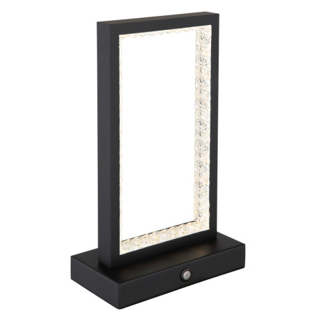 Nabíjateľná stolová lampa, kov čierny, akryl, kábel PVC čierny, dotykové zapnutie/vypnutie, plynulý