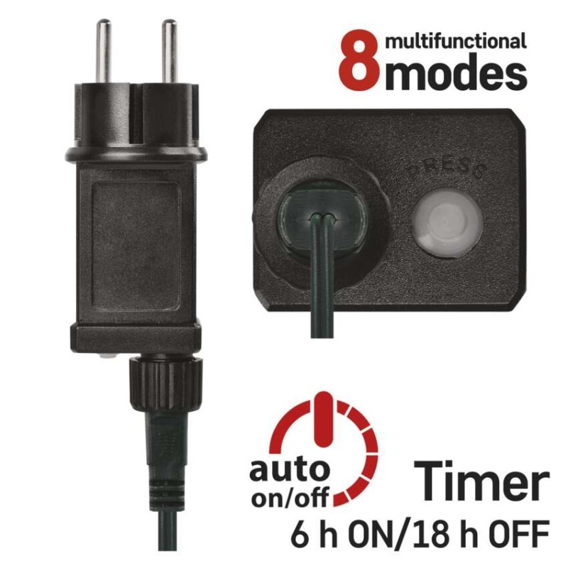 LED vianočná cherry reťaz – guličky, 20 m, vonk. aj vnútor., multicolor, programy, časovač 8