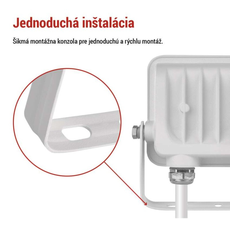 LED reflektor GLARO 10W, biely, IP65, 1000 lm, neutrálna biela 7